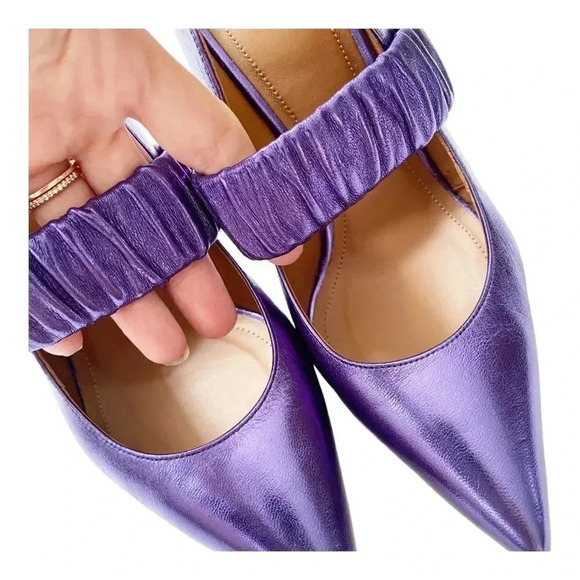 Malone Souliers Mira Metallic Leather Mule Pump Iris size 36 US6 - Picture 4 of 9